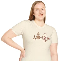 Nurse Coffee Lover T-Shirt - Heartbeat Nursing Graphic Tee Nurse Gift Idea