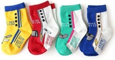 Kids Socks Shinkansen Train Set of 4   Komachi, Hayabusa, Kagayaki Japan w/Track