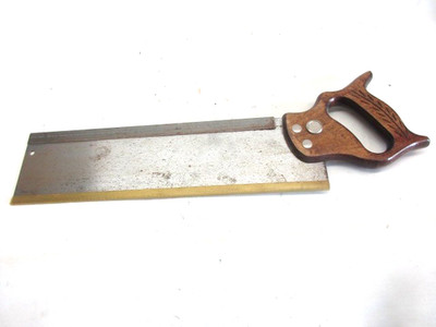 Vintage Master Mechanic 16'' Backsaw 11 TPI  Tenon Saw Wheat Carved Handle