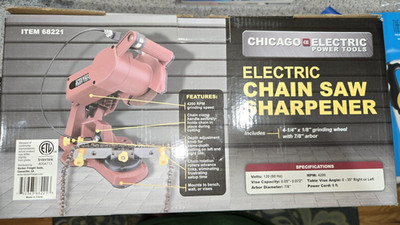 Chicago Electric Power Tool 68221 Electric Chain Saw Sharpener 4 1/4 x 1/8 wheel