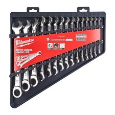Milwaukee MAX BITE Ratcheting Metric Combination Spanner Set (15pc) - 4932464994