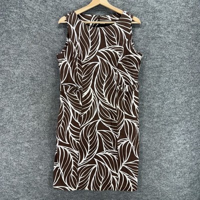 George Dress Women 12 Brown Floral Sheath Midi Zipper Sleeveless Cotton  Casual | eBay