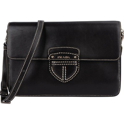Prada Leather Contrast Stitch Flap Crossbody Bag Tasche