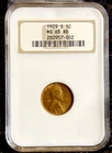1929-S 1C RD Lincoln Cent NGC MS RED Vintage Old Fatty Holder Blazing Luster