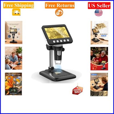4.3'' LCD USB Digital Microscope 1000X for Coins & Jewelry, 1080P, LED