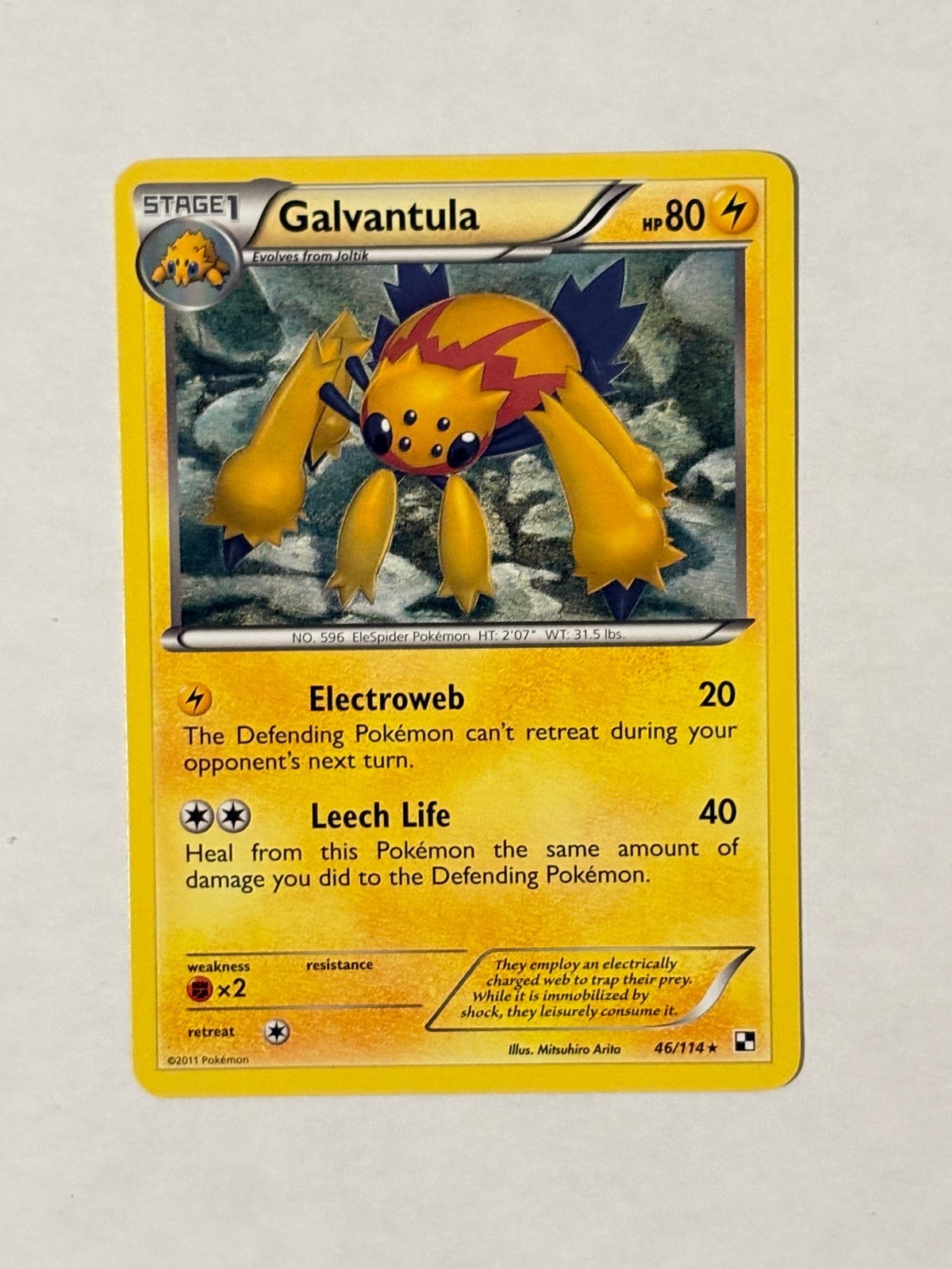 Galvantula 46/114 Rare Black & White Pokemon Moderately Played