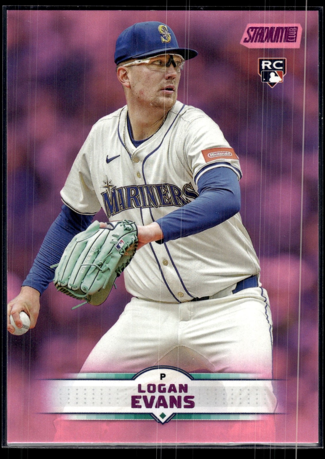 2025 Topps Stadium Club Logan Evans #52 Pink Foil RC Mariners
