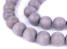 Light Grey Round Natural Wood Beads 18mm Large Hole 16 Inch Strand