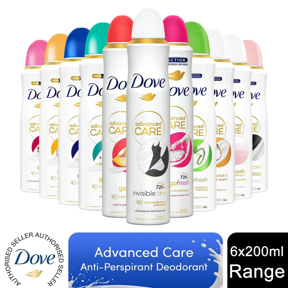 Dove Advanced Care Antiperspirant 72H Protection Deodorant 200ml, 6 Pack