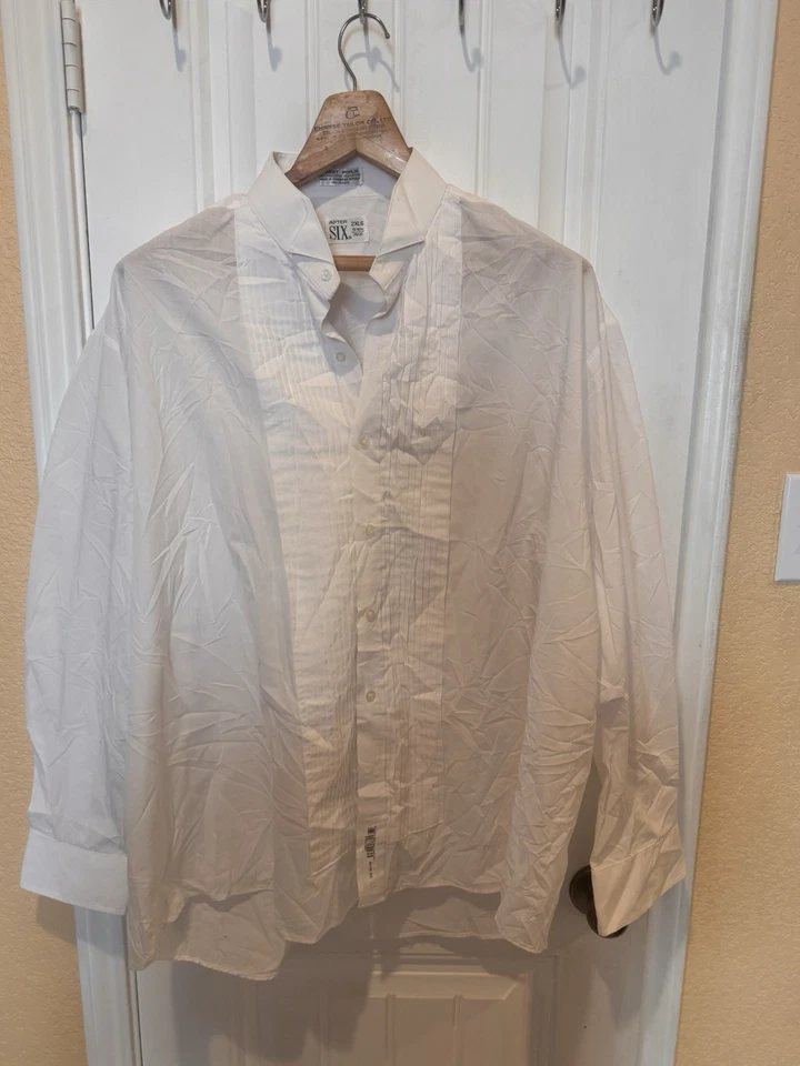 Camisa de vestir esmoquin plisada blanca After Six para hombre - talla 2XL6 18-18 1/2 35/36 Foto 3 de 4