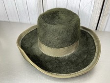 Halston 1970's Green Vintage Women s Soft Retro Plush Rim Hat 70s Disco Boho