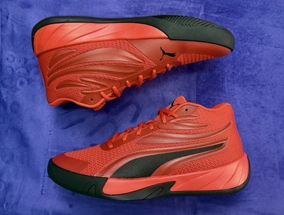 Puma Court Pro Basketball Sneakers Mens 8 Red Black Trim Shoes 310829-02