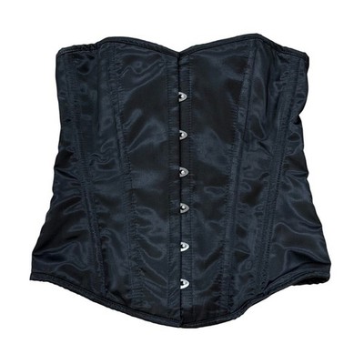 Lavish by Daisy Corsets Women's Black Satin Lace Up Back Boned Corset Top Large