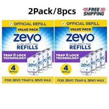 2Pack Zevo Flying Insect Trap Fly Trap Refill Cartridges (2*4 Refill Cartridges)