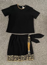 Vintage Two Piece Leopard Print Skirt And Top Set Medium