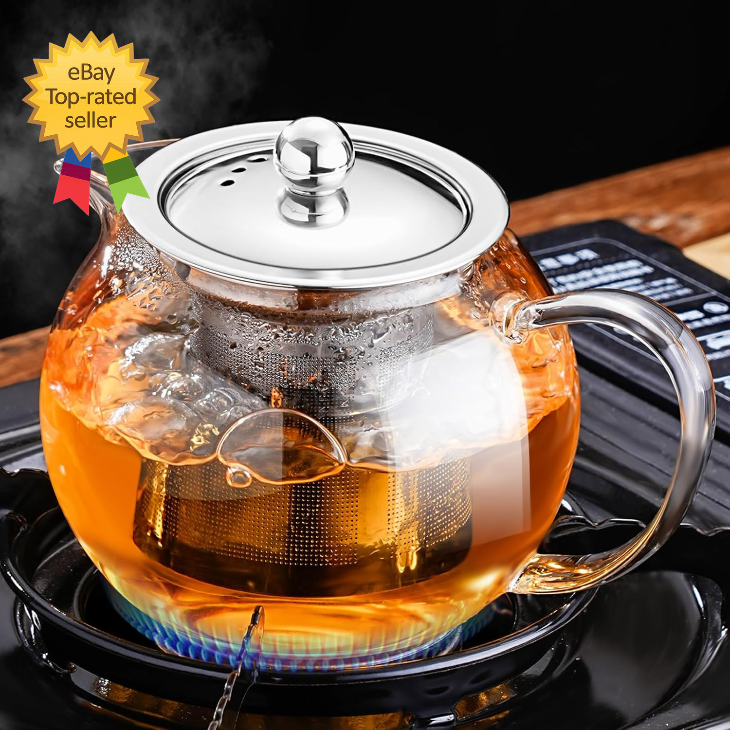 Pot Stovetop 22 Oz 650ml Tea Pot With Removable 18/8 Stainle