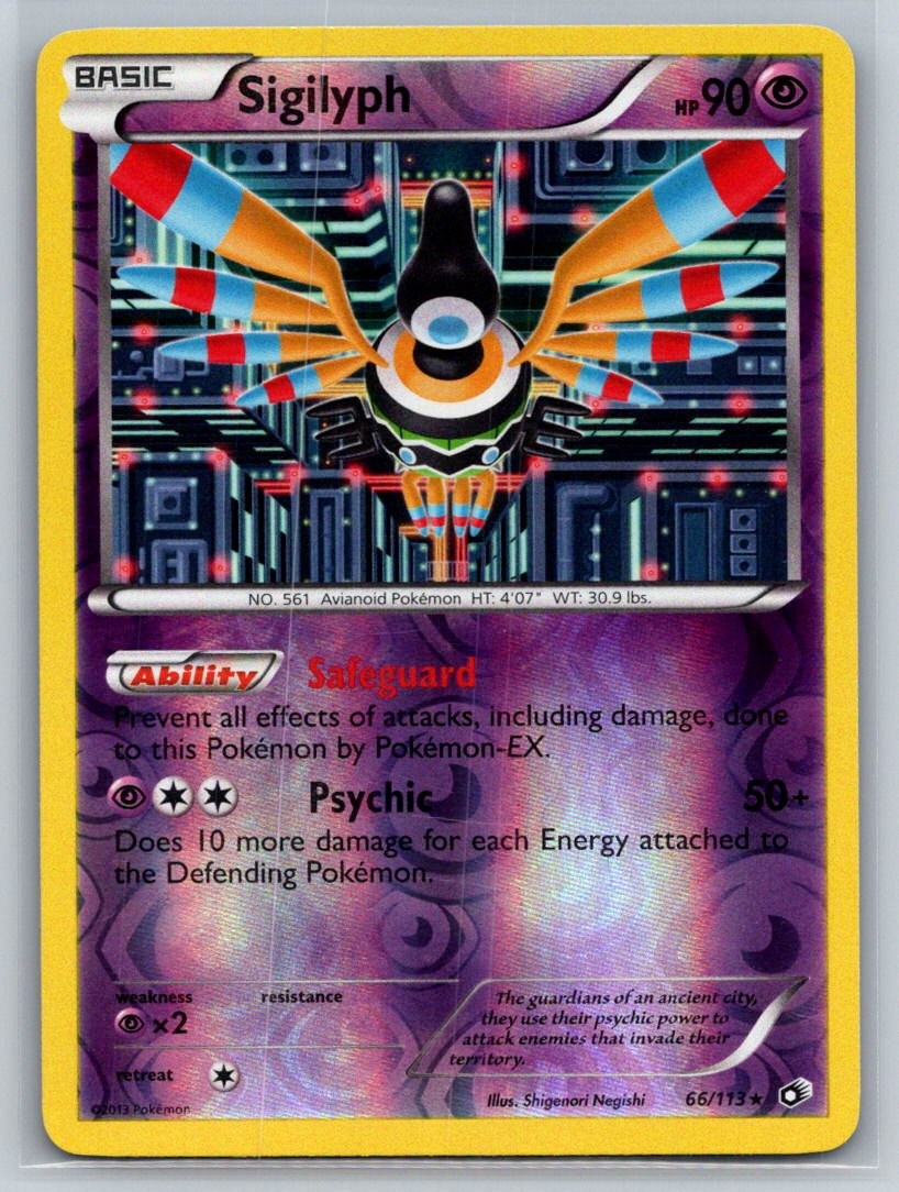 Sigilyph 66/113 Holo Rare Legendary Treasures Pokemon Reverse Holo Near Mint