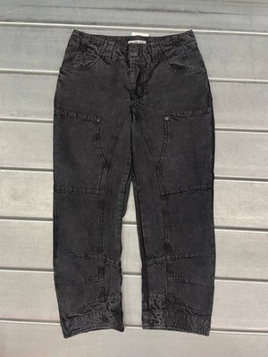 We The Free Free People  Supersonic Slim Pants Womens 6 Black Faded Wash Cropped