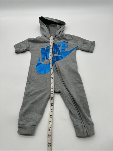 Nike One Piece Youth Boy 12M Graphic Print Logo Gray Zip ..#32022 - Picture 3 of 5