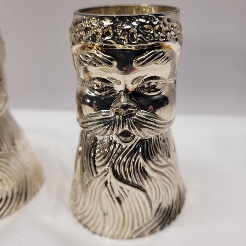 Metal Santa Claus Taper Candle Holders Silver-Tone (2 ct)