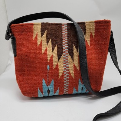 Manos Zapotecas Crossbody Rust Brown Yellow Wool Oaxaca Mexico Fair Trade Bag