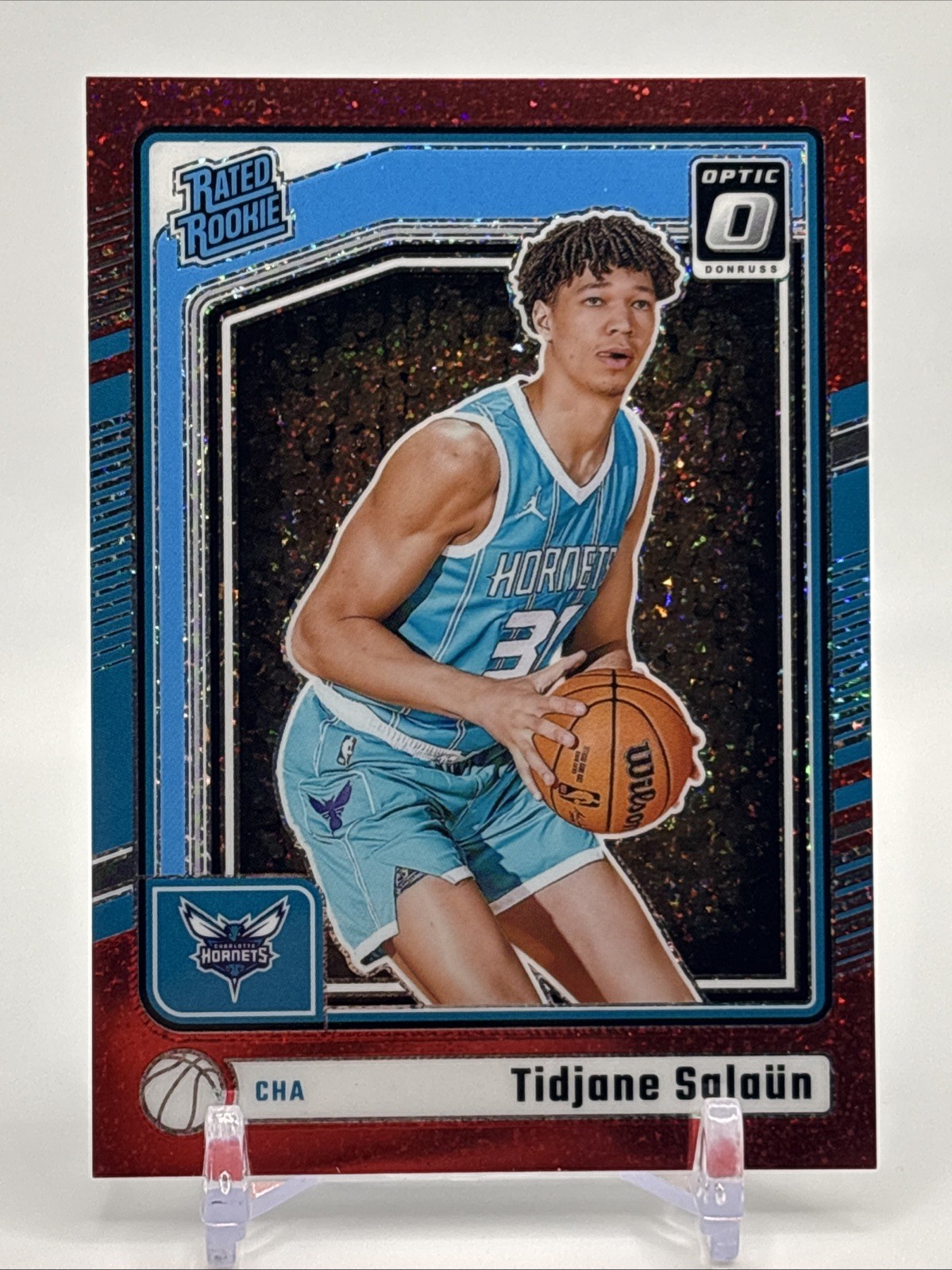 2024-25 Donruss Optic Rated Rookie #286 Tidjane Salaun Red Glitter Prizm /75 SSP