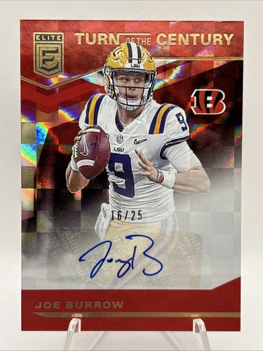 2020 DONRUSS ELITE JOE BURROW TURN OF THE CENTURY AUTO RED ROOKIE /25 -C