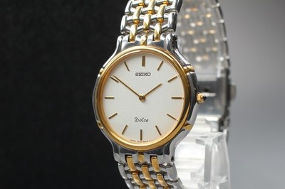 Vintage 1991 N MINT Seiko Dolce 5E30-6A00 Two-Tone HAQ Quartz Mens
