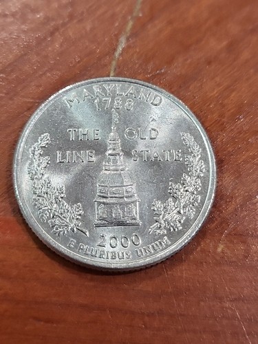 Moneda de un cuarto de centavo del estado de Maryland 2000 D de 25 centavos The Old Line 1788