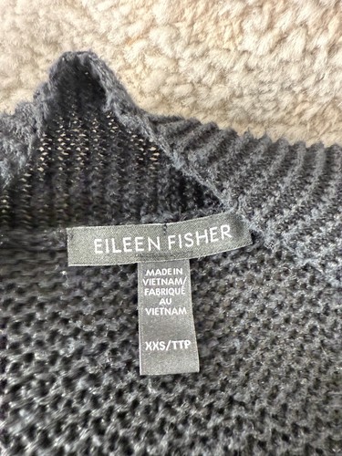 Cardigan Eileen Fisher taglia XXS cotone lino biologico maglia aperta nero manica lunga - Foto 6 di 8