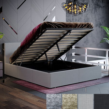 Ottoman Storage Lift Fabric Bed Double King Pocket Spring Memory Foam Mattress