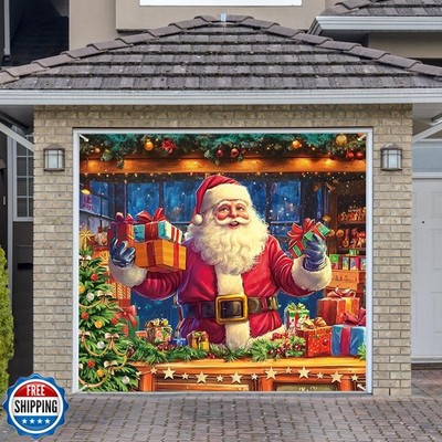 BlissfulTie Upgraded Magnetic Christmas Garage Door Cover 7x8 Ft, Garage Door