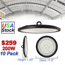 10 Pack 200W UFO LED High Bay Light Shop Work Warehouse Industrial Lighting