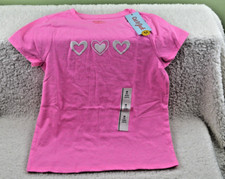 Girls' Short Sleeve 'Hearts' Graphic T-Shirt - Cat Jack Neon Pink Size M/8