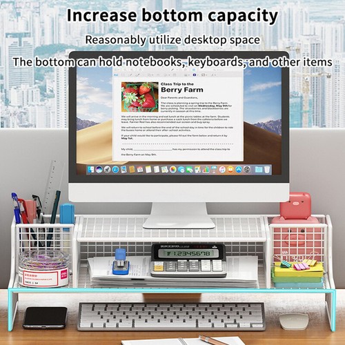 Computer Monitor Stand Elevated Hollow Cooling Laptop Rack Desktop Storage - Picture 10 of 14