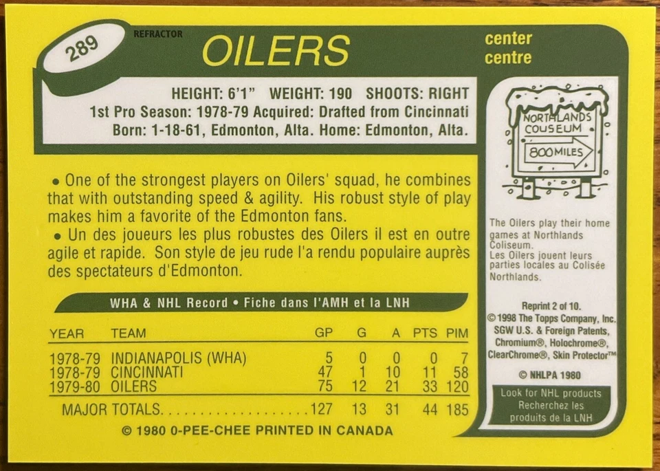 1998-99 O-Pee-Chee OPC Chrome Blast From The Past Refractor RARE Mark Messier #2 - Image 2 of 2