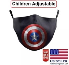 Children Captain America Superhero Face Mask Adjustable Cloth Kids Washable New