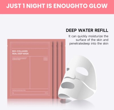 Bio Collagen Face Mask Overnight Real Deep Mask Overnight Collagen Mask 5 Pc