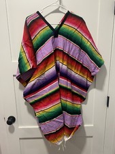 Adult Colorful Striped Saltillo Serape Mexican Fiesta PONCHO costume