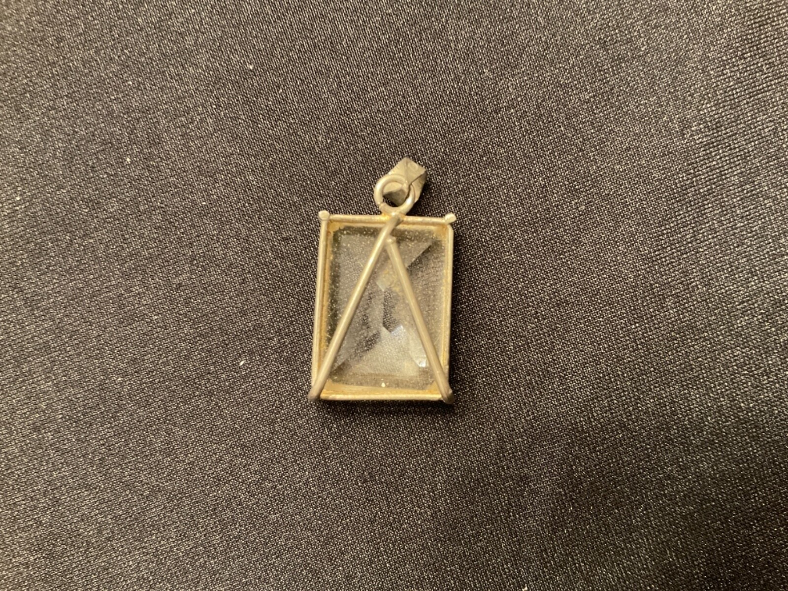 # Rectangular Silver and Clear Stone Pendant - image 2