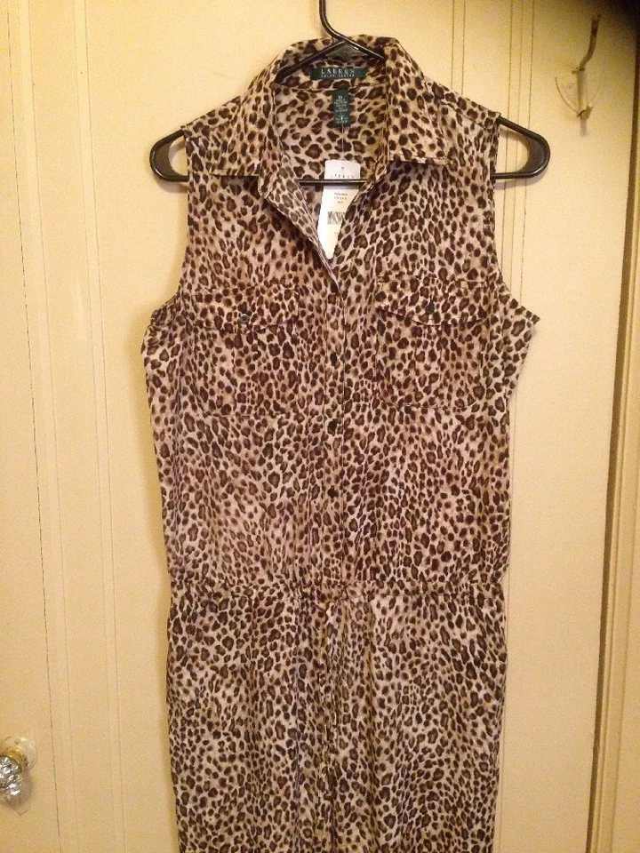 Mono para mujer Ralph Lauren nuevo con etiquetas marrón estampado animal 10 ¡En oferta!! Foto 3 de 4