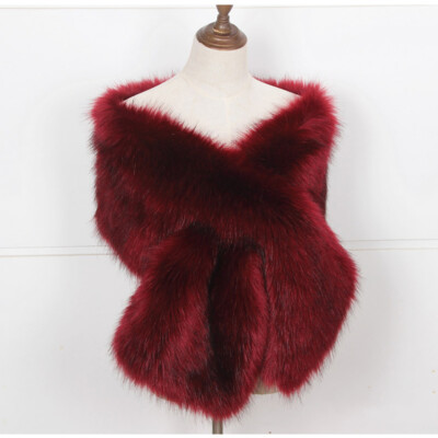Formal Bridal Wedding Evening Cape Faux Fur Shawl Stole Warm Wrap Soft Scarf