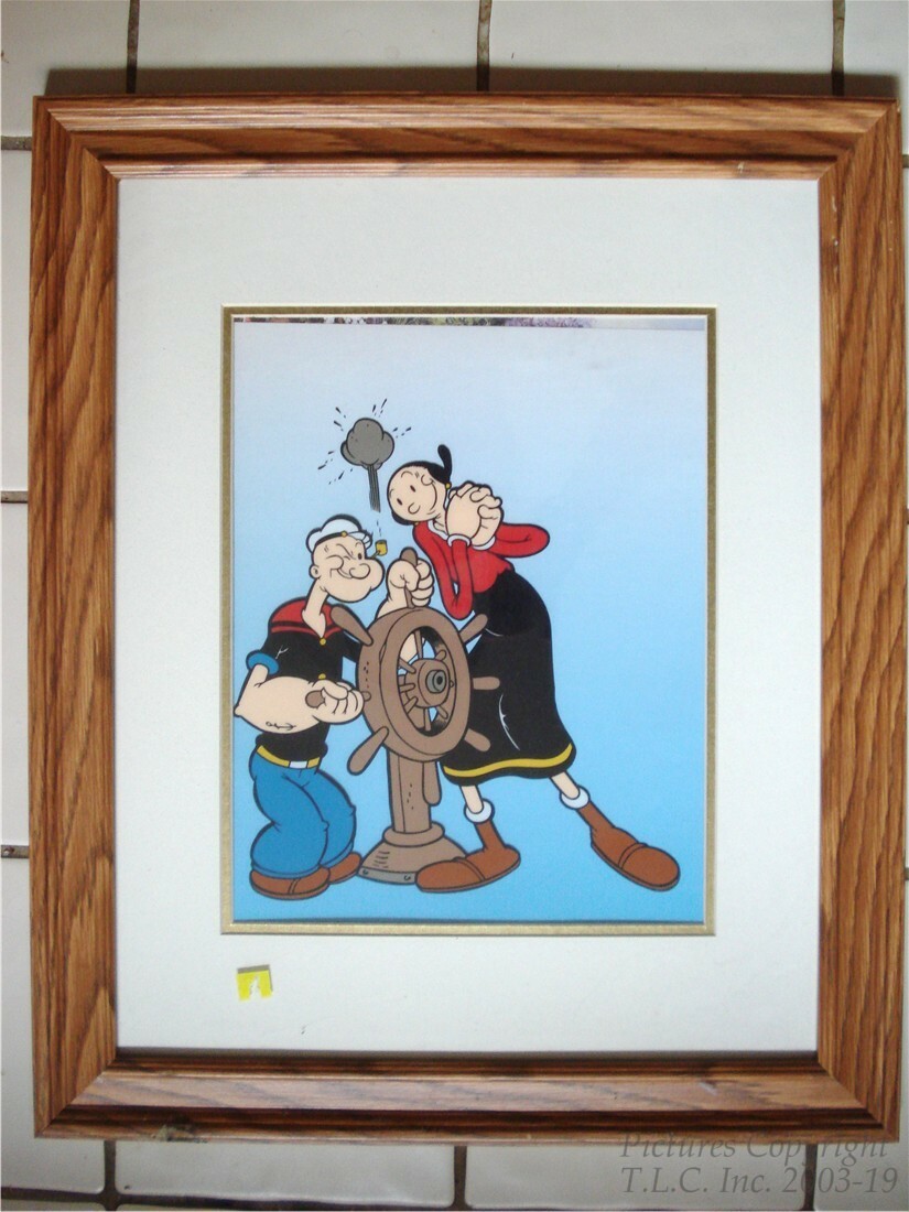 ポパイ パブミラー　KING FEATURES SYNDICATE USA NEW FRAMED KING FEATURES SYNDICATE POPEYE AND OLIVE OIL
