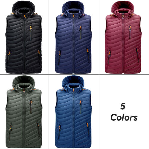 Mens Winter Hooded Padded Warm Vest Waistcoat Windproof Sleeveless Tops M-6XL - Picture 2 of 16