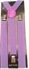 NEW Punk Purple Lavender Brace Clip on Elastic Adjustable SUSPENDERS