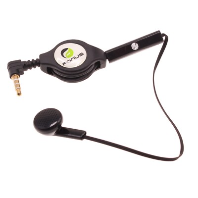 Headphone Retractable Mono Earphone 3.5mm w Mic Headset for SmartPhones