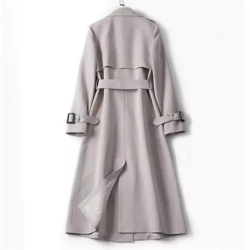 Zweireihiger langer Damen-Trenchcoat winddicht klassisch Revers Gürtel Mantel - Bild 9 von 24