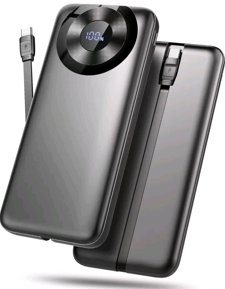 Portable Charger 10000mAh, Power Bank High-Speed Charging with Built in Cable-image