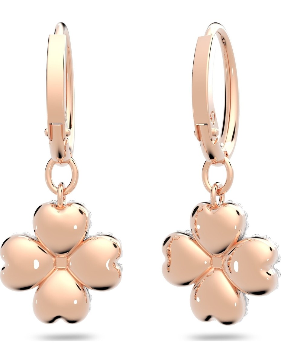 NWB Swarovski Latisha drop earrings Flower, White, Rose gold