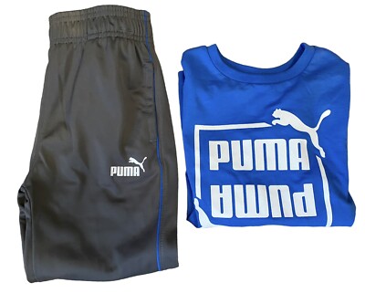 Puma Outfit Boys Track Suit 2-Piece Set Blue Gray Size Pockets Long  Sleeve NEW